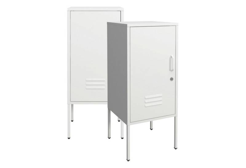 en.casa Nachtschrank (2er Set) »Hausjärvi« mit abschließbarer Tür 82 x 35 x 35 cm Stahl Weiß von en.casa