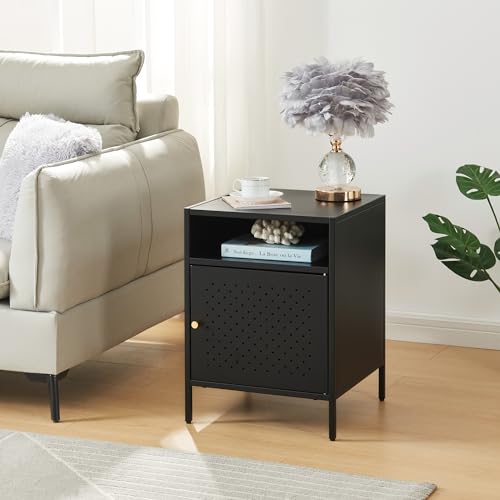 [en.casa] Nachtschrank Janakkala Nachttisch 55 x 40 x 40 cm Stahlschrank mit Ablagefach Nachtkommode Stahl Schwarz von [en.casa]