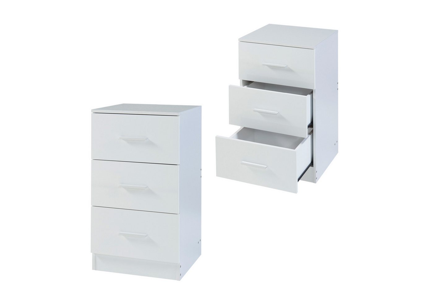 en.casa Nachttisch, »Aurdal« 2er Set 66 x 37 x 34,5 cm Weiß, hochglänzend von en.casa