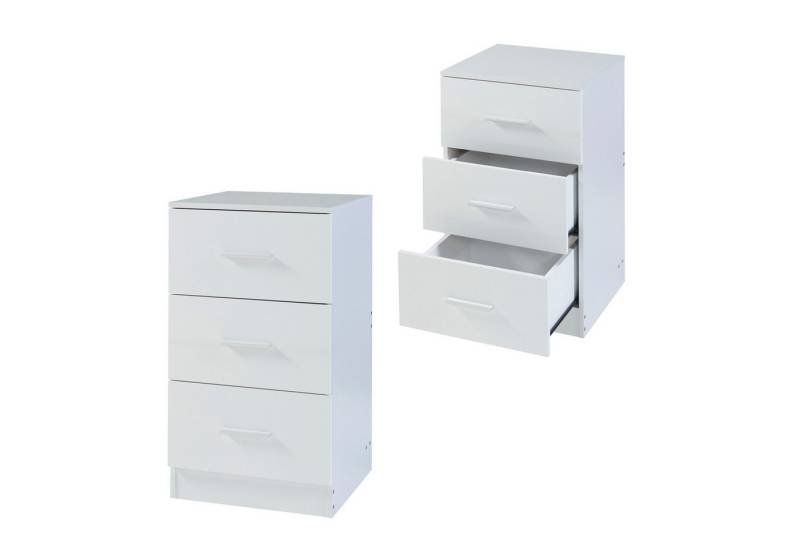 en.casa Nachttisch, »Aurdal« 2er Set 66 x 37 x 34,5 cm Weiß, hochglänzend von en.casa