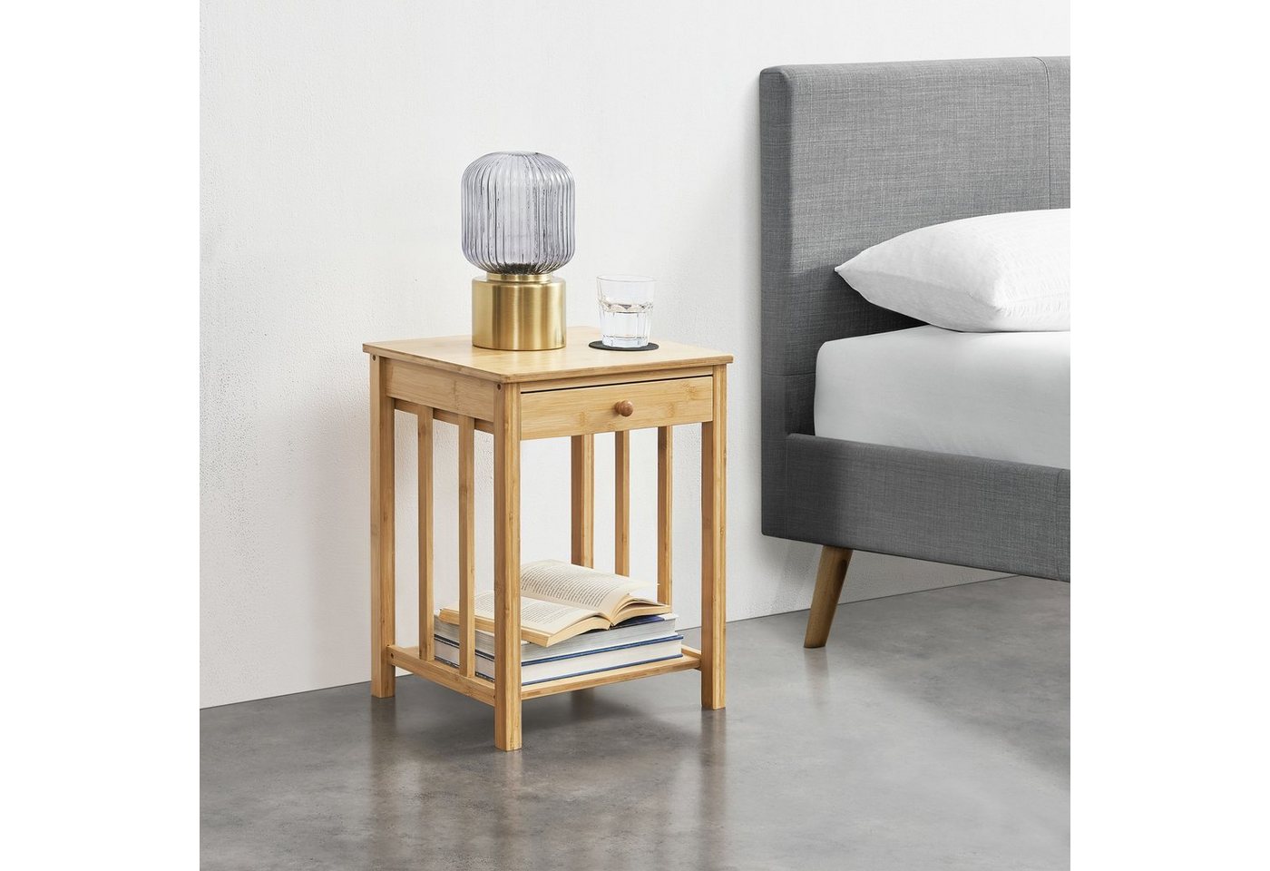 en.casa Nachttisch, »Ranua« Beistelltisch Nachtschrank mit Schublade und Ablage Bambus en.casa Nachttisch, »Ranua« Beistelltisch Nachtschrank mit Schublade und Ablage Bambus von en.casa