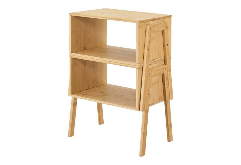 en.casa Nachttisch (2er Set), »Vinderup« Beistelltisch stapelbar aus Bambus Natur von en.casa