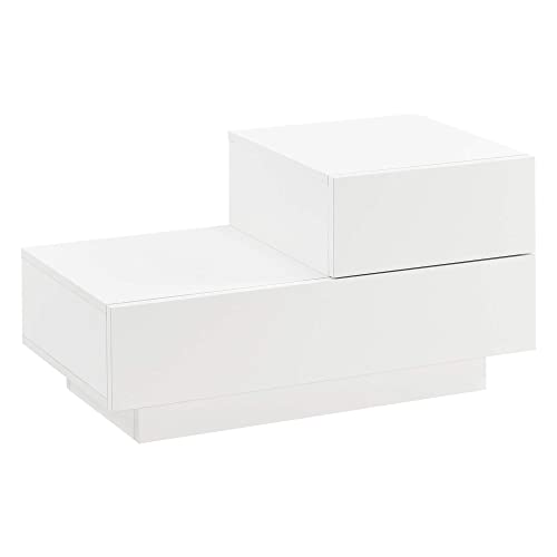 [en.casa] Nachttisch mit 2 Schubladen Nachtschrank 38x70x35cm Kommode Beistelltisch Schubladentisch Weiß Hochglanz von [en.casa]