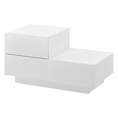 [en.casa] Nachttisch mit 2 Schubladen Nachtschrank 38x70x35cm Kommode Beistelltisch Schubladentisch Weiß Matt von [en.casa]