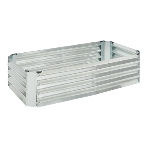 [en.casa] Pflanzbeet Celano Hochbeet Metall Blumenkasten Frühbeet 120 x 60 x 30 cm Gemüsebeet Kräuterbeet verzinkter Stahl Blumenbeet Gartenbeet Silber von [en.casa]