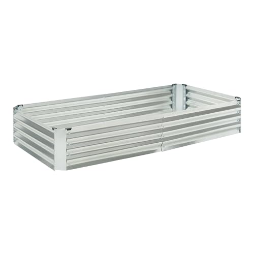 [en.casa] Pflanzbeet Celano Hochbeet Metall Blumenkasten Frühbeet 180 x 90 x 30 cm Gemüsebeet Kräuterbeet verzinkter Stahl Blumenbeet Gartenbeet Silber von [en.casa]