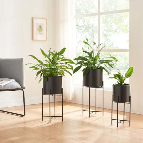 [en.casa] Pflanzenständer Orsa 3er Set Blumentopfständer Blumentofphalter Pflanzenregal in 3 Größen Blumenständer Blumenhocker Metall Schwarz von [en.casa]