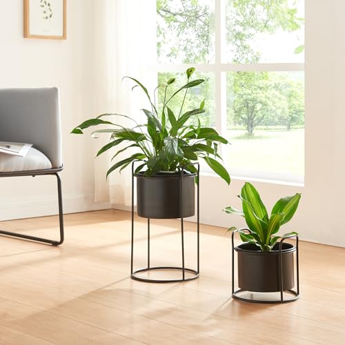 [en.casa] Pflanzenständer Osen 2er Set Blumentopfständer Blumentofphalter Pflanzenregal in 2 Größen Blumenständer Blumenhocker Metall Schwarz von [en.casa]
