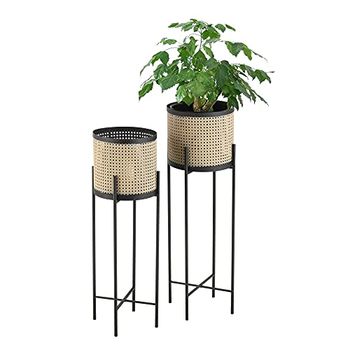 [en.casa] Pflanzständer Colfontaine 2er Set Blumenständer-Set Pflanztopfhalter in 2 Größen Metall Schwarz Sandfarben von [en.casa]