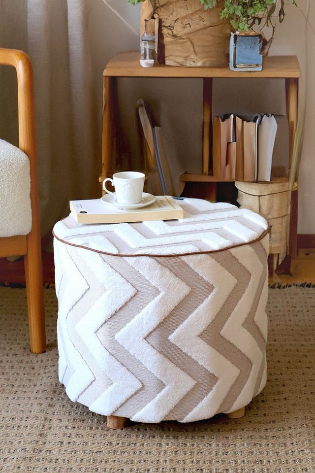en.casa Polsterbank (1-St), Pouf mit waschbarem Bezug 40 x 32 x /**/ cm Textil Beige 89860275 von en.casa