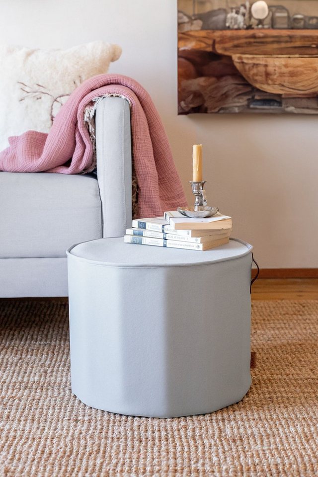 en.casa Polsterbank (1-St), Zylinder-Pouf mit waschbarem Bezug 40 x 32 cm Polyester Grau 89860278 von en.casa