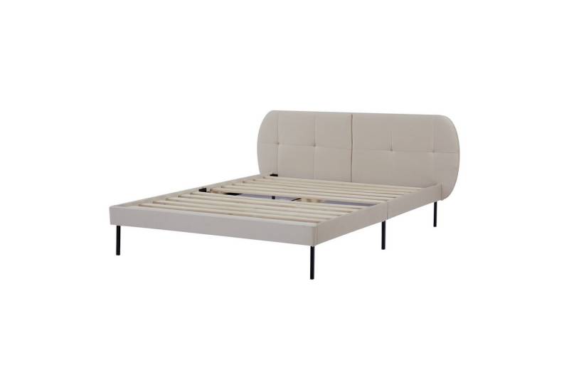en.casa Polsterbett, »Porvoo« Samt 140 x 200 cm Beige von en.casa