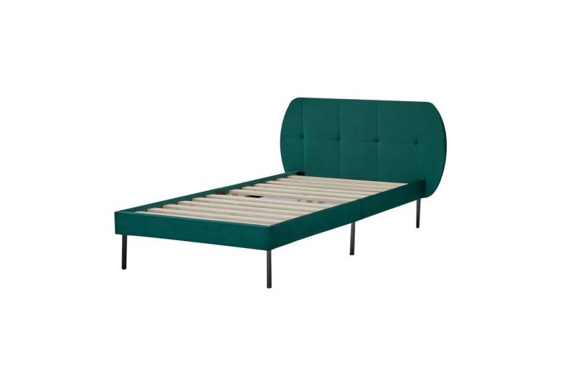 en.casa Polsterbett, »Porvoo« Samt 90 x 200 cm Dunkelgrün von en.casa
