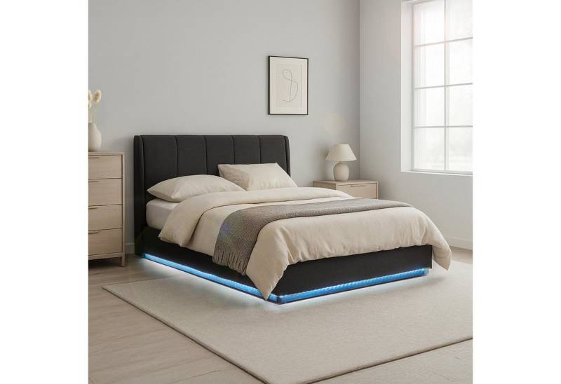 en.casa Polsterbett, »Tröstiar« mit LED-Beleuchtung Bettkasten Leinen 140 x 200 cm Schwarz en.casa Polsterbett, »Tröstiar« mit LED-Beleuchtung Bettkasten Leinen 140 x 200 cm Schwarz von en.casa