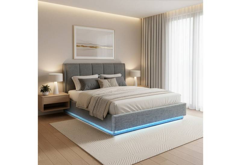 en.casa Polsterbett, »Tröstiar« mit LED-Beleuchtung Bettkasten Leinen 160x200cm Anthrazit en.casa Polsterbett, »Tröstiar« mit LED-Beleuchtung Bettkasten Leinen 160x200cm Anthrazit von en.casa