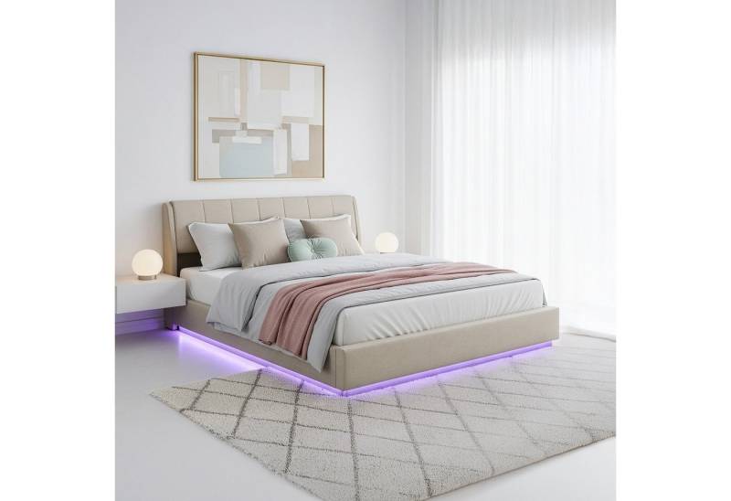 en.casa Polsterbett, »Tröstiar« mit LED-Beleuchtung Bettkasten Leinen 180 x 200 cm Beige en.casa Polsterbett, »Tröstiar« mit LED-Beleuchtung Bettkasten Leinen 180 x 200 cm Beige von en.casa