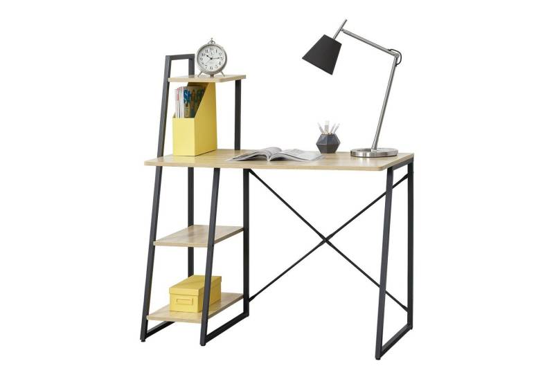 en.casa Regal-Schreibtisch, »Aalborg« Bürotisch mit Ablage PC Tisch 117x102x50cm Schwarz/Eiche en.casa Regal-Schreibtisch, »Aalborg« Bürotisch mit Ablage PC Tisch 117x102x50cm Schwarz/Eiche von en.casa