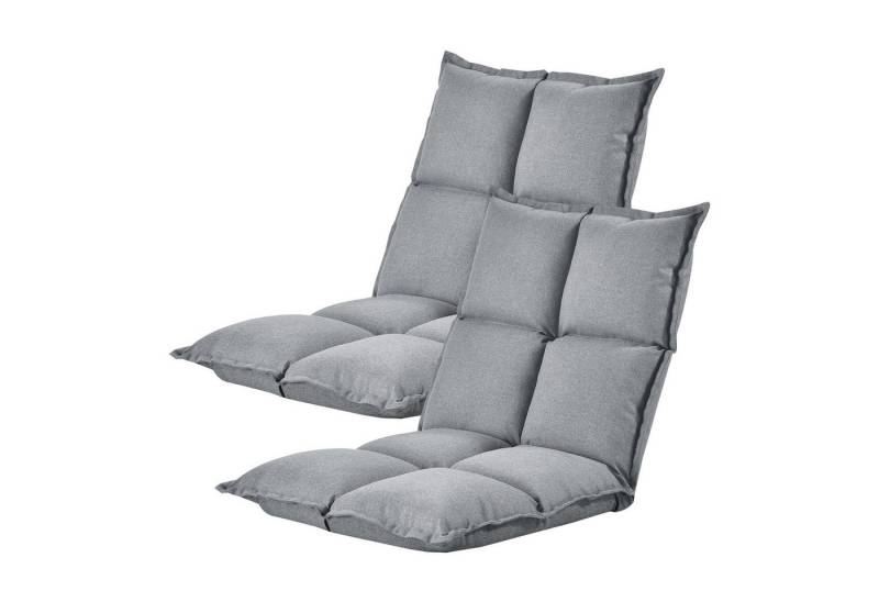 en.casa Relaxsessel, »Deinze« Bodensessel im 2er-Set 5-stufig Polyester Hellgrau von en.casa