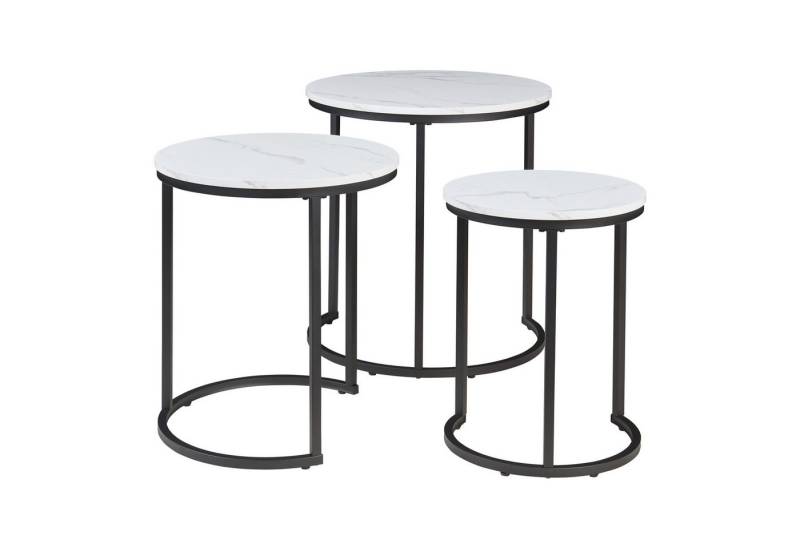 en.casa Satztisch (Set, 3-St), »Ulricehamn« in verschiedener Größe Marmoroptik weiß von en.casa