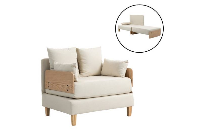 en.casa Schlafsofa, »Seinlus« aufklappbar 81 x 88 x 68 cm Beige von en.casa