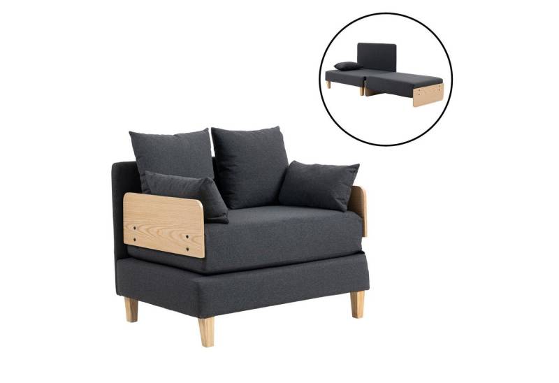 en.casa Schlafsofa, »Seinlus« aufklappbar 81 x 88 x 68 cm Dunkelgrau von en.casa