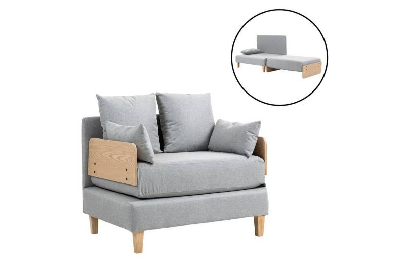 en.casa Schlafsofa, »Seinlus« aufklappbar 81 x 88 x 68 cm Hellgrau von en.casa