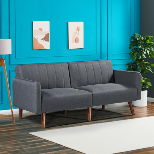 [en.casa] Schlafsofa Malå 175 x 70 x 72 cm Grau mit Liegefunktion Gästebett Klappbett 2-Sitzer-Schlafsofa von [en.casa]