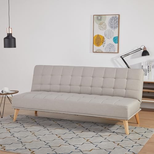[en.casa] Schlafsofa Pukkila 3-Sitzer Sofa mit Schlaffunktion Schlafcouch Polstersofa 180 x 86 x 81 cm Loungesofa Klappsofa Sofabett mit Holzgestell Bettcouch Gästebett klappbar Bettsofa Hellgrau von [en.casa]