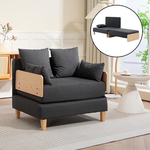 [en.casa] Schlafsofa Seinlus 1-Sitzer Sofa mit Schlaffunktion Schlafsessel Gästebett klappbar Schlafcouch mit Bettfunktion 81 x 88 x 68 cm Dunkelgrau von [en.casa]