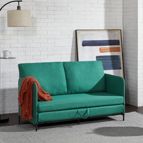 [en.casa] Schlafsofa Soini 2-Sitzer Sofa mit Schlaffunktion gepolstert Schlafcouch mit Bettkasten Bettsofa ausziehbar Grün Klappsofa Schaumstoff von [en.casa]