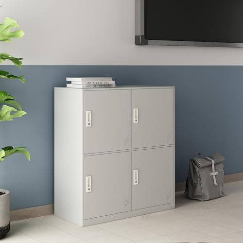 [en.casa] Schließfachschrank Rautavaara Spind mit 4 Schließfächern Umkleideschrank Metallschrank abschließbar Mehrzweckschrank 4-türig 100 x 90 x 40 cm Lichtgrau von [en.casa]