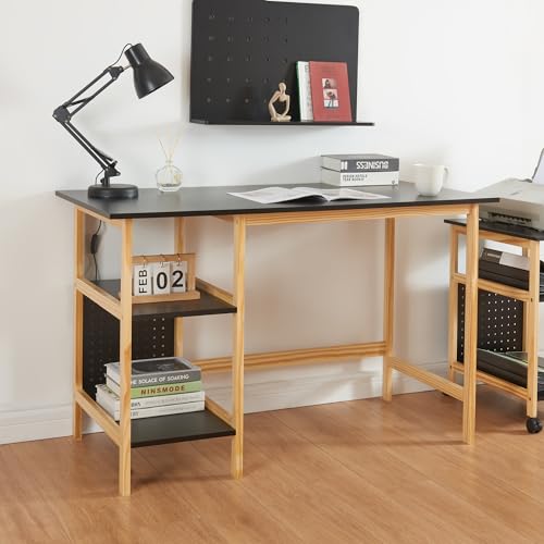 [en.casa] Schreibtisch Dønna Computertisch PC Tisch für Homeoffice oder Arbeitszimmer klassischer Bürotisch mit Regal 120x60x75cm Schwarz/Holzfarben von [en.casa]