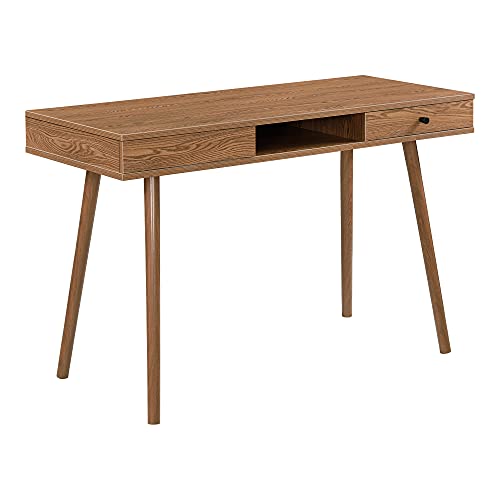 [en.casa] Schreibtisch Habo mit Ablage und Schublade 115x48x74cm Bürotisch Computertisch Metallgestell Dunkler Holzton von [en.casa]