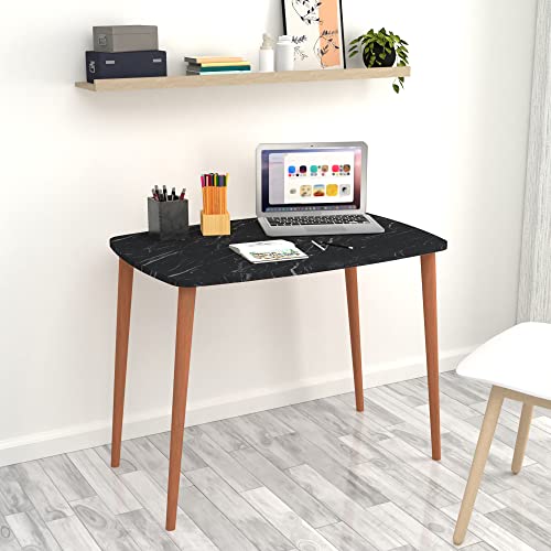 [en.casa] Schreibtisch Kongsberg Computertisch 70 x 90 x 60 cm PC-Tisch Arbeitstisch für Home Office Büro Marmor schwarz von [en.casa]