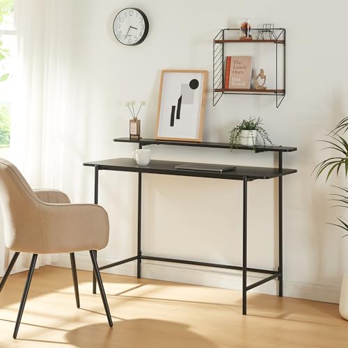 [en.casa] Schreibtisch Samnanger mit oberer Ablage Computertisch 120 x 50 cm Bürotisch Schwarz Metallgestell PC Tisch mit Stauraum von [en.casa]