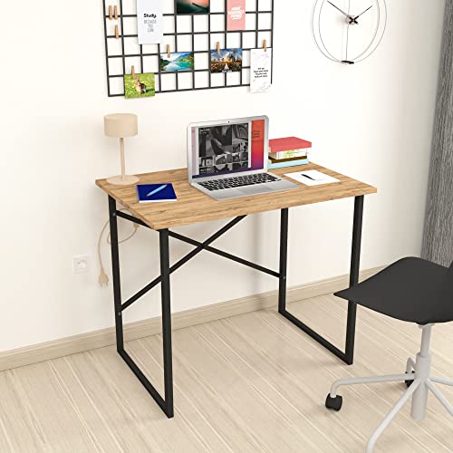 [en.casa] Schreibtisch Tjeldsund Computertisch Bürotisch 75 x 90 x 60 cm Arbeitstisch Metallgestell Laptoptisch Eiche von [en.casa]