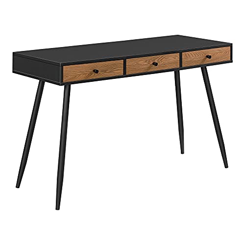 [en.casa] Schreibtisch Tumba 115x48x75cm mit 3 Schubladen Bürotisch Computertisch Tisch Metallgestell Schwarz/Dunkler Holzton von [en.casa]