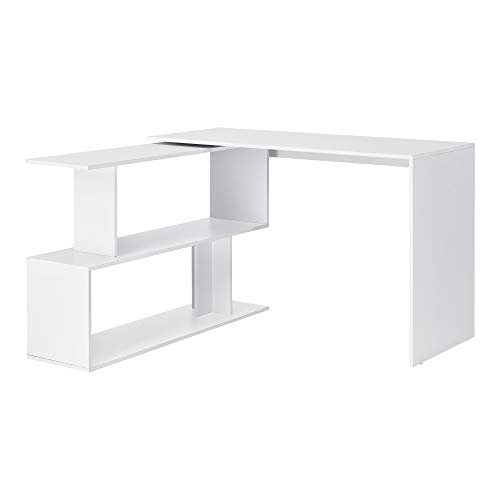 [en.casa] Schreibtisch mit Regal Winkelschreibtisch Bürotisch L-förmig Arbeitstisch Eckschreibtisch Spanplatte Weiß von [en.casa]