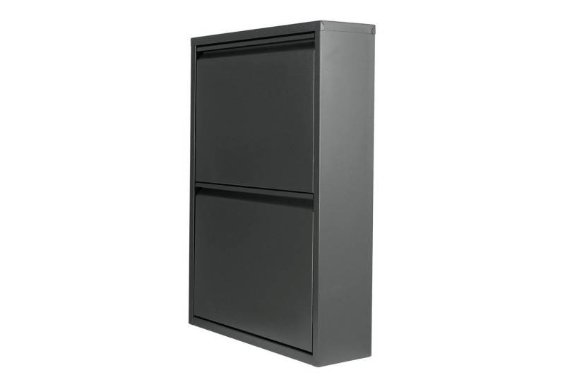 en.casa Schuhschrank »Sokndal« Schuhkipper mit 2 Kippfächern 71 x 50 x 15 cm Grau von en.casa