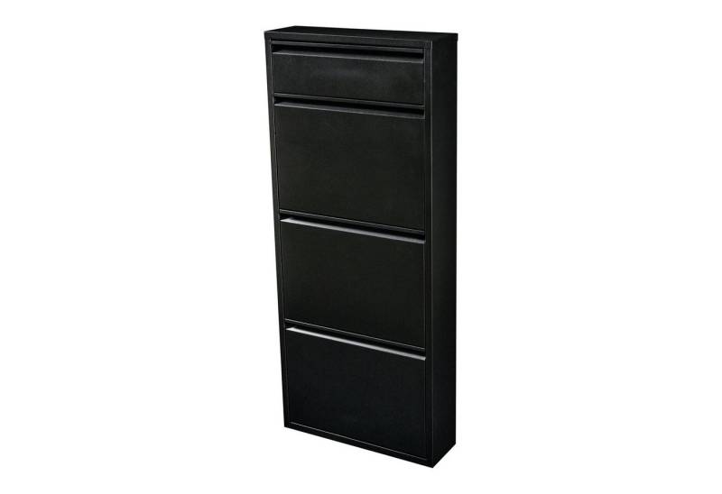 en.casa Schuhschrank »Sokndal« mit 3+1 Klappen Metall Schwarz von en.casa