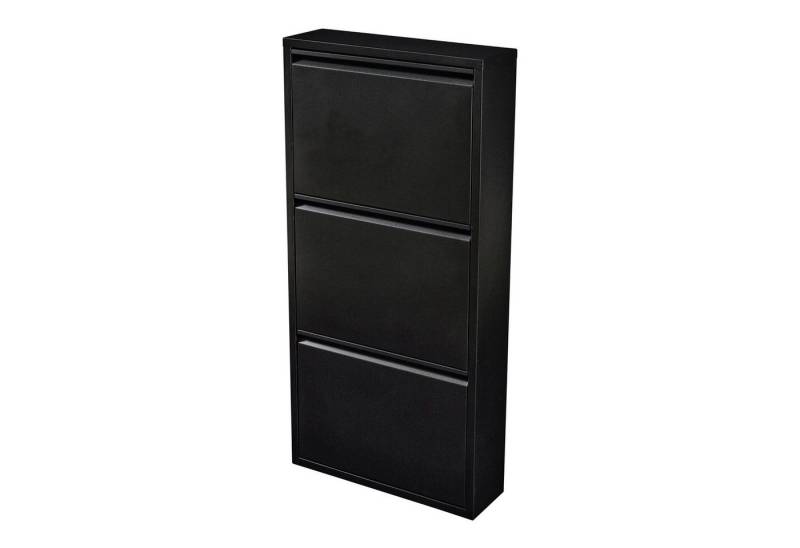 en.casa Schuhschrank »Sokndal« mit 3 Klappen Metall Schwarz von en.casa