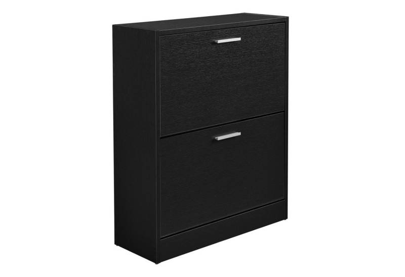 en.casa Schuhschrank »Sykkylven« Schuhkipper mit 2 Klappen 81 x 63 x 24 cm Schwarz von en.casa