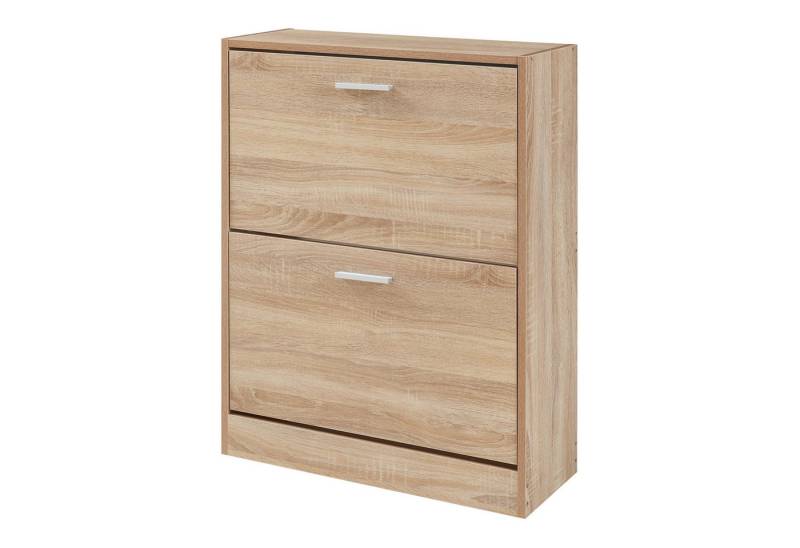 en.casa Schuhschrank »Sykkylven« Schuhkipper mit 2 Klappen 81 x 63 x 24 cm Sonoma-Eiche von en.casa
