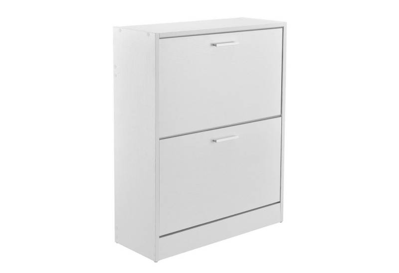 en.casa Schuhschrank »Sykkylven« Schuhkipper mit 2 Klappen 81 x 63 x 24 cm Weiß von en.casa