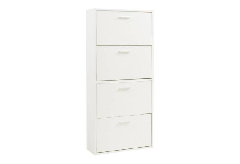en.casa Schuhschrank »Sykkylven« Schuhkipper mit 4 Klappen 134 x 60 x 24 cm Weiß von en.casa