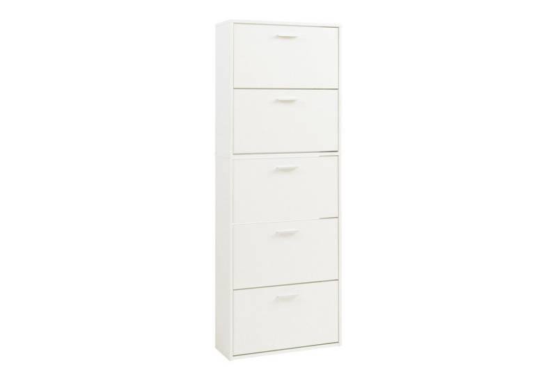 en.casa Schuhschrank »Sykkylven« Schuhkipper mit 5 Klappen 169 x 60 x 24 cm Weiß von en.casa