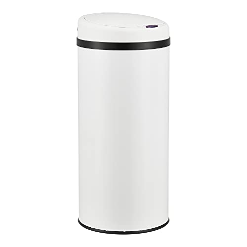[en.casa] Sensor-Mülleimer 42L Abfalleimer mit Sensorautomatik Kücheneimer mit Sensor Edelstahl Weiß von [en.casa]