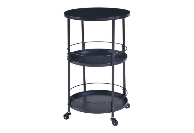 en.casa Servierwagen, »Munkedal« mit 3 Ablagen Metall 75 x Ø45 cm Schwarz von en.casa