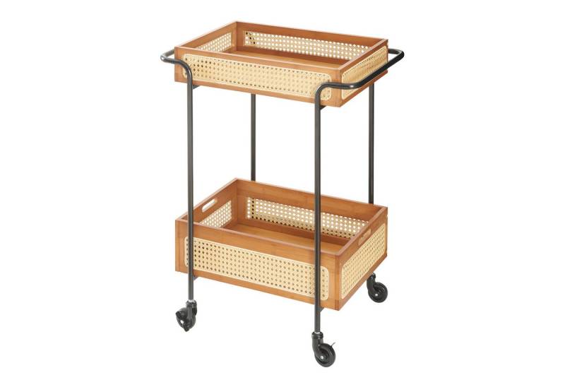 en.casa Servierwagen, »Tervola« Bambus Metall 81 x 61 x 39 cm in Rattanoptik von en.casa