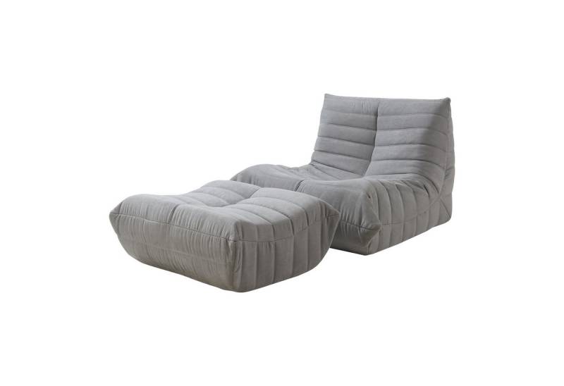en.casa Sessel, »Kodsø« Bodensessel mit Hocker 75 x 90 x 100 cm Mikrofaser Grau en.casa Sessel, »Kodsø« Bodensessel mit Hocker 75 x 90 x 100 cm Mikrofaser Grau von en.casa